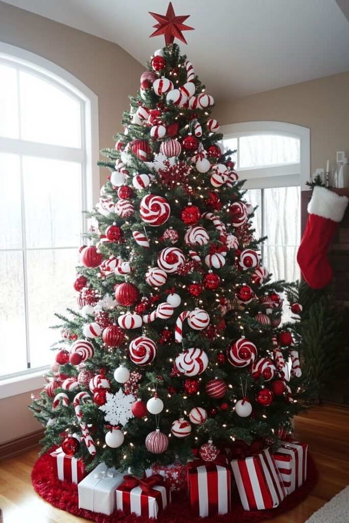 Candy cane theme Christmas tree