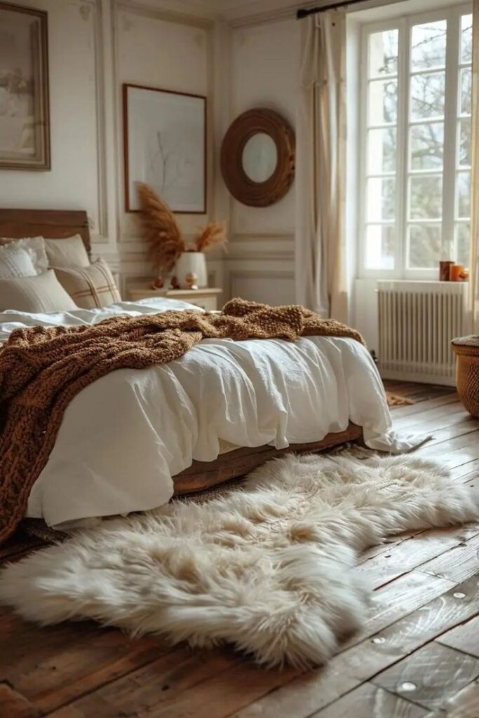 Bedroom Styled with a Faux Fur Rug