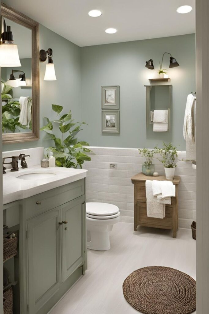 Minimal Bathroom with Sage Green Paint