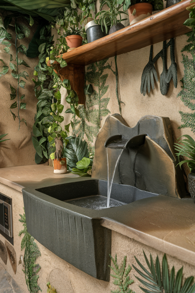 Jungle themed sink and the faucet