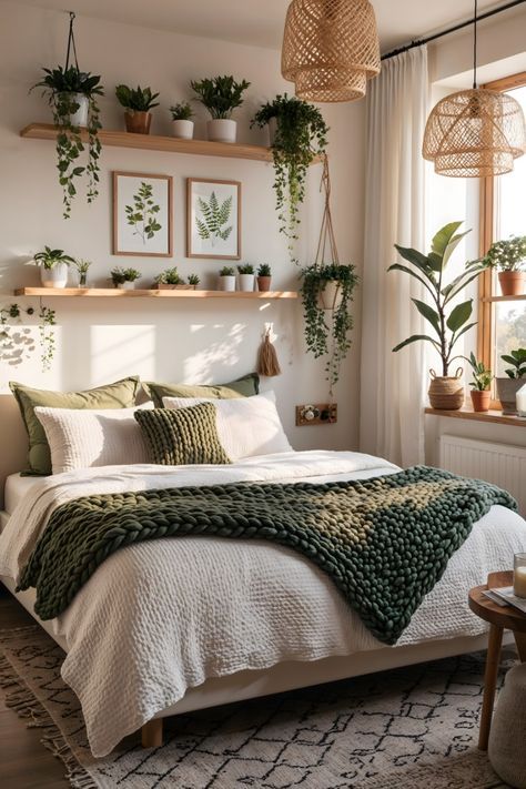 Boho Themed Bedroom with Plants