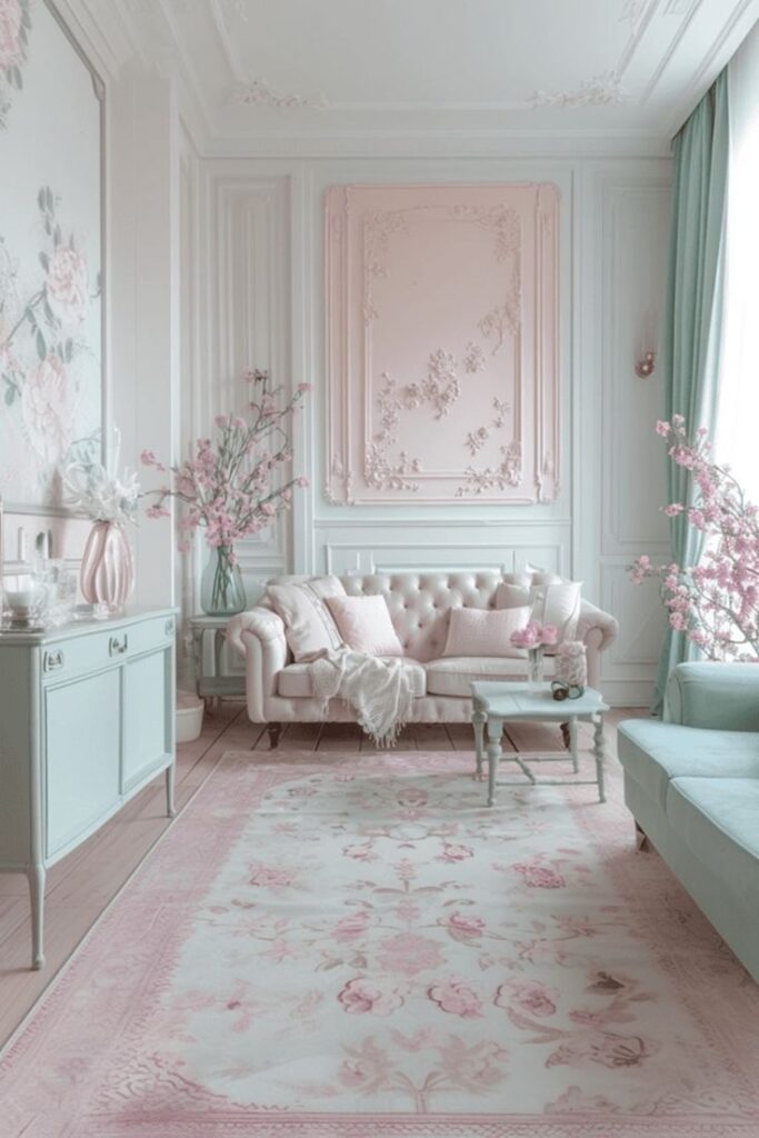 Pastel Color Palette Cottage Livingroom