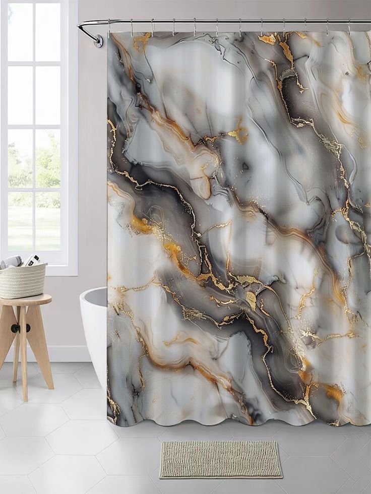 Marble Pattern Shower Curtain