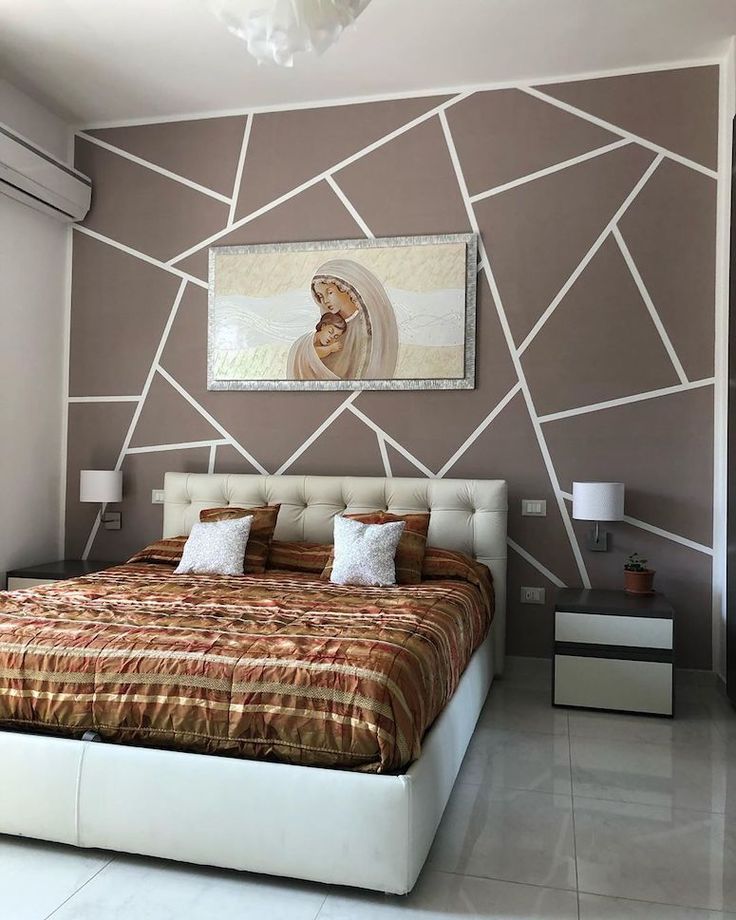 Geometric pattern bedroom wall