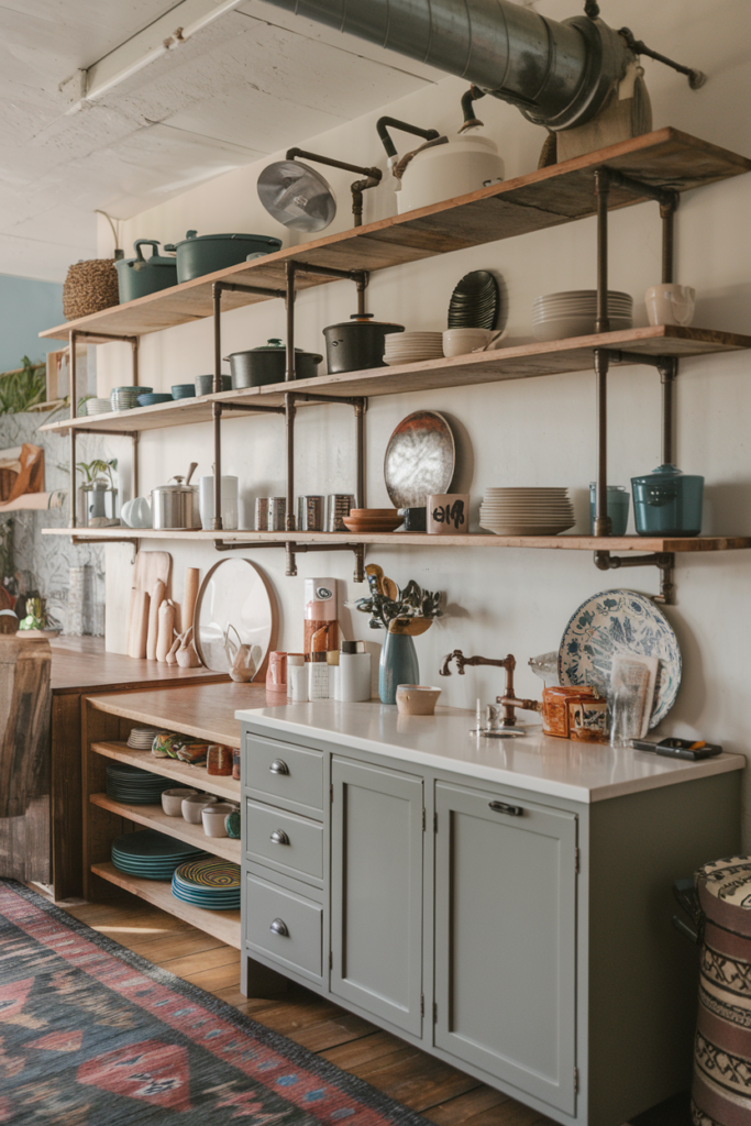 DIY Shelves using Pipes