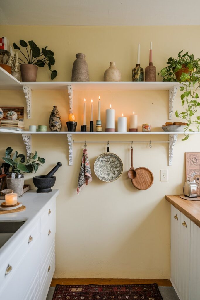 Candles as the decoration of the kitchen