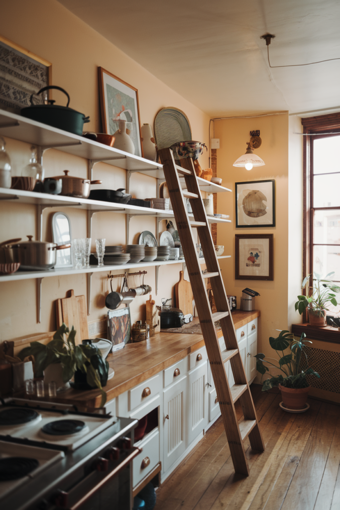 Open Shelving Kitchen with Gallery Wall