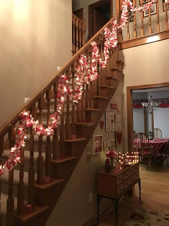 Staircase Decoration for Valentine's Day