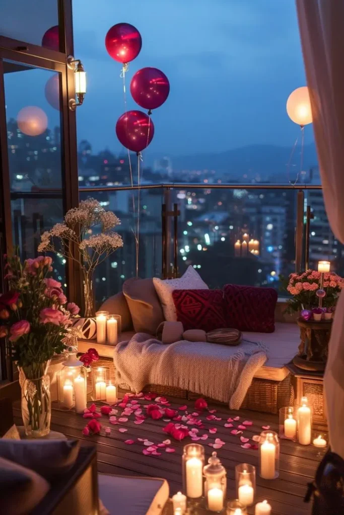 Balcony Decorated for the Valentine's day