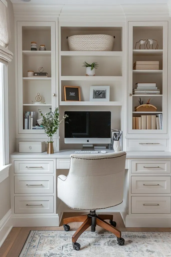 Built-In Desk and Shelving Units