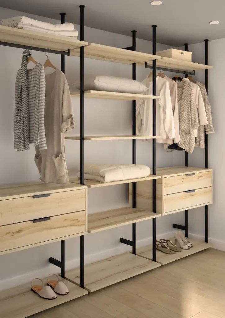 DIY Closet Shelves using Reclaimed wood and pipes