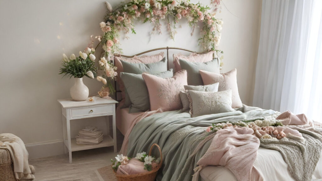 Bedroom decorated for Spring Theme