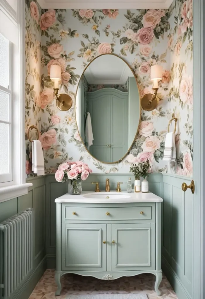 Floral Bathroom Wallpaper