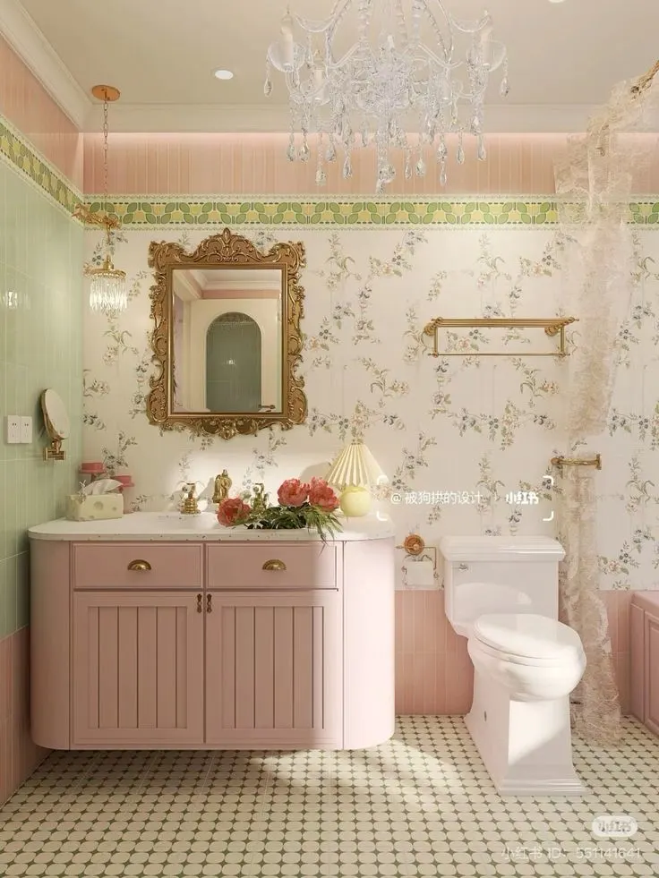 Bathroom Floral Wall Paper