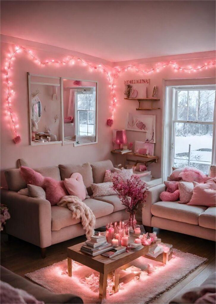 Valentine themed decorated Living room