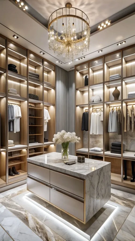 Marble Countertop in the walk in closet