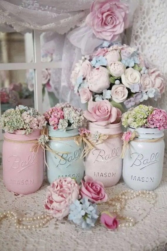 Decorative Mason Jars in Spring theme