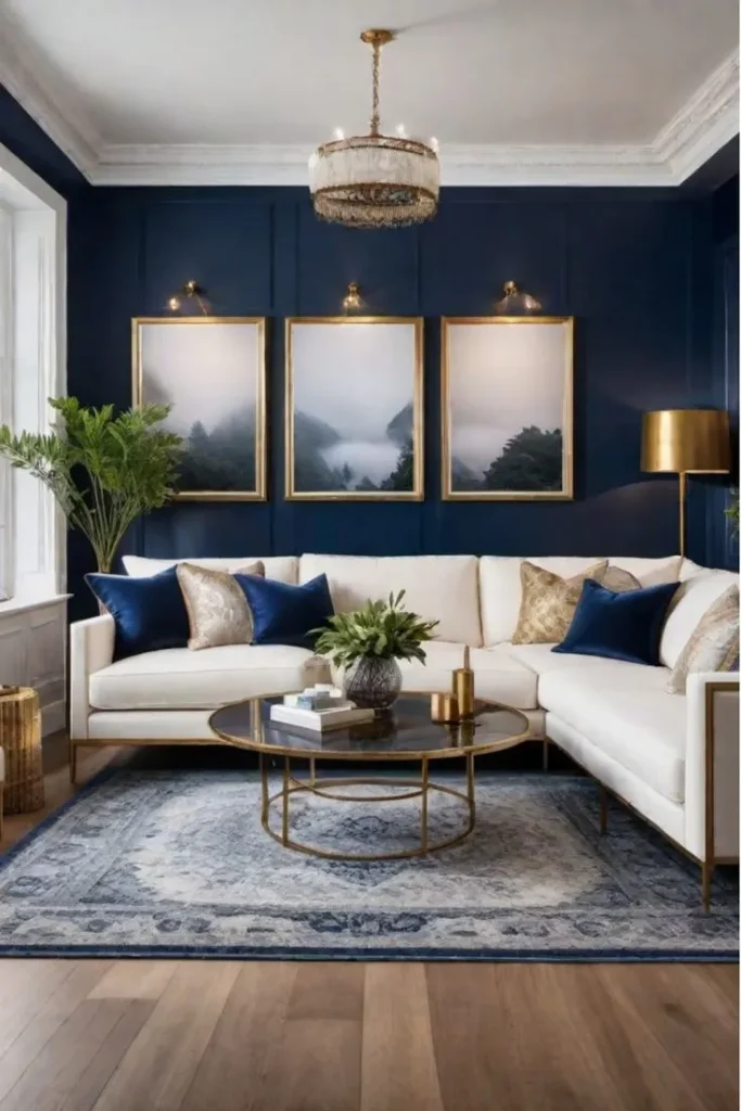 Navy Blue Theme Living Room