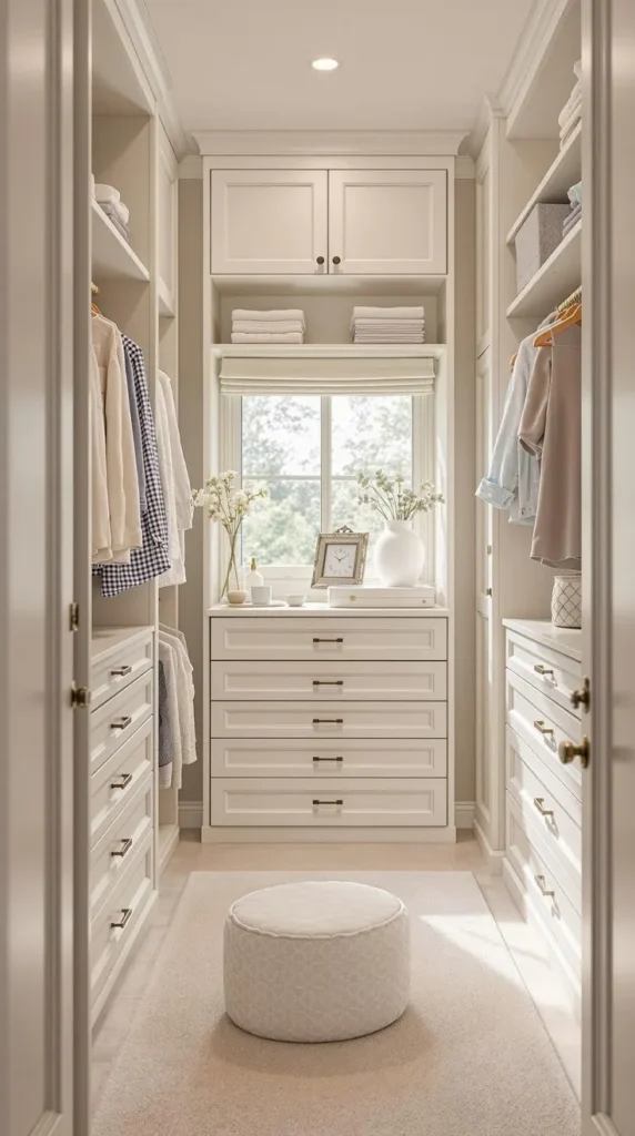 Cream White Color Walk-in Closet