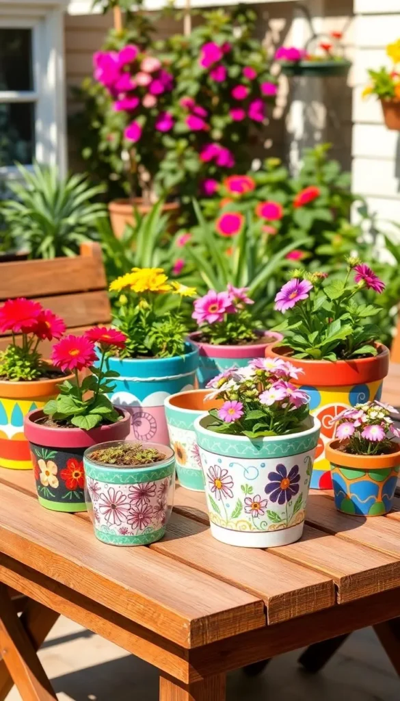 Spring themed Painted Terra Cotta Pots