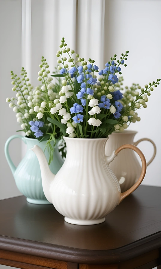 Charming Vintage Teapot Garden as a Spring Centerpiece