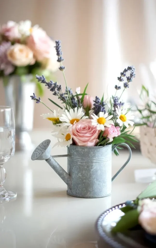 Watering Can as a floral centerpiece