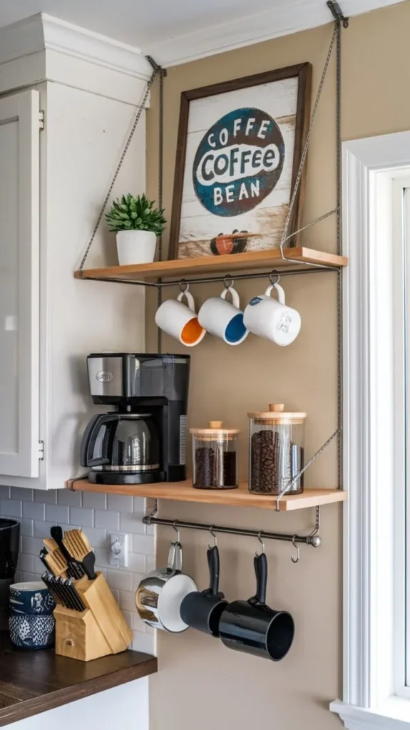 Floating Shelf Home Coffee Bar