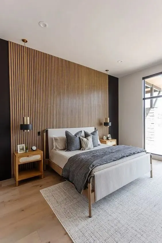 Modern Board Used as an Accent wall in the guest bedroom