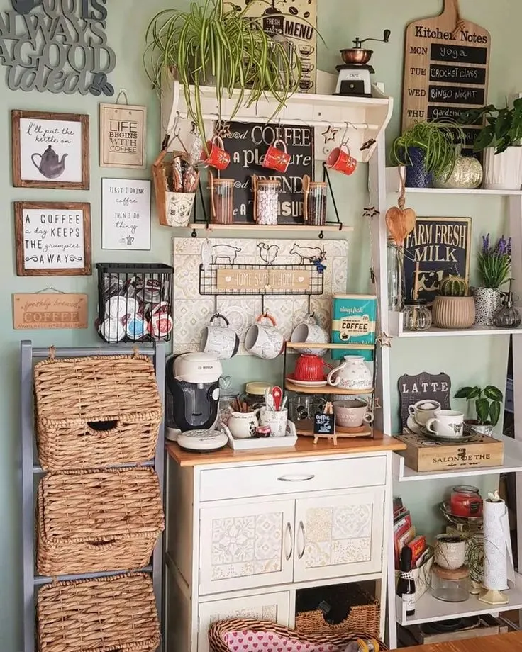 Eclectic Boho Home Coffee Station