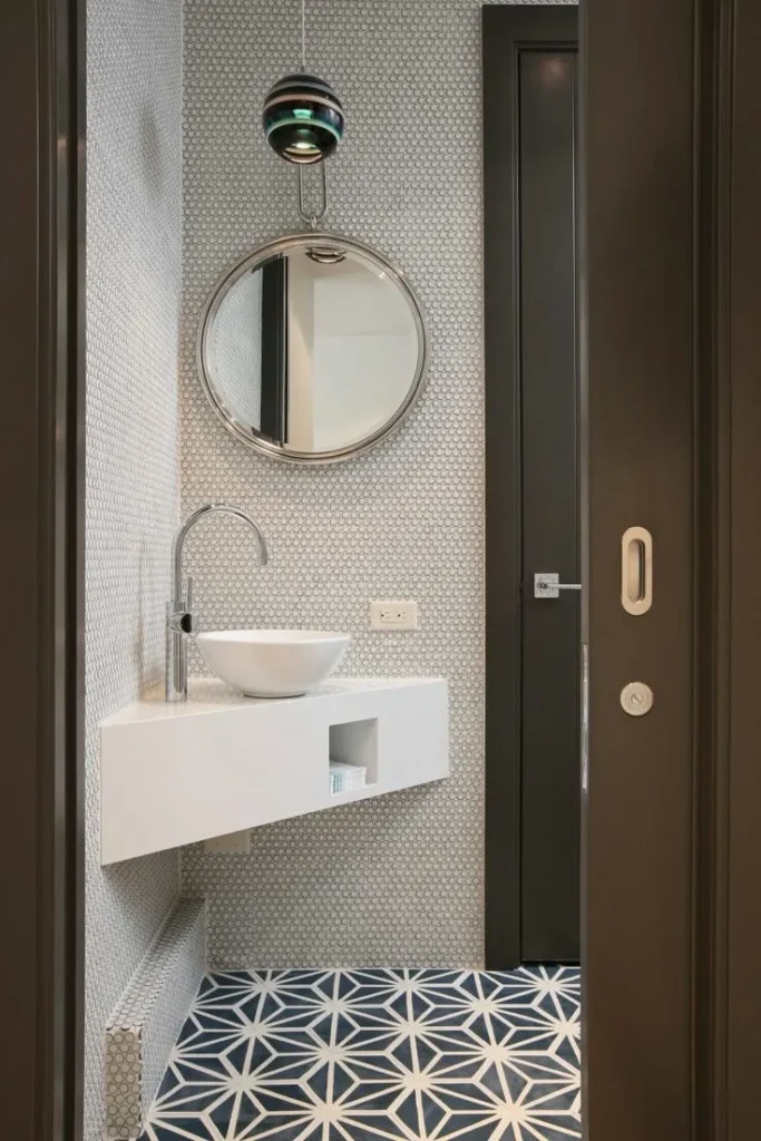 Corner Sink in a Small Bathroom