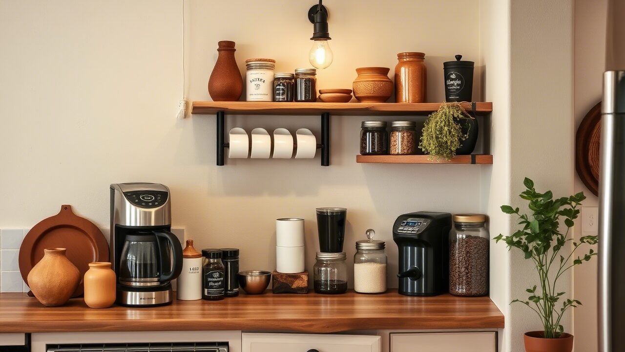 Cozy Rustic Boho Eclectic Home Coffee Bar