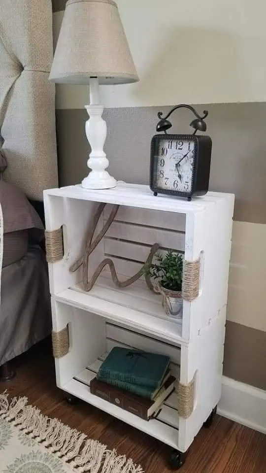 Repurpose Wooden Crate Night Stand for RV Camper