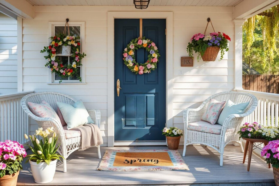 Porch Decorated for the Spring