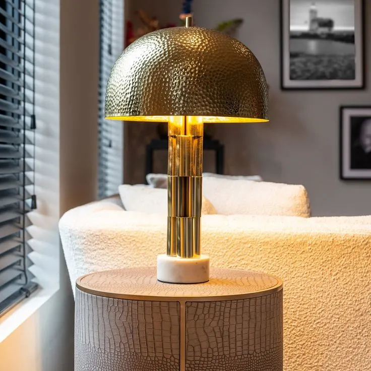 Gold accent Decorative lamp on the end table                                