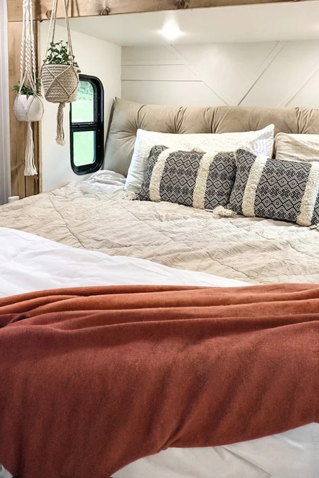 Padded Headboard in the Camper Bed