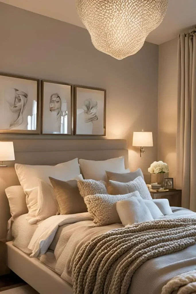 Layered lighting in the guest Bedroom