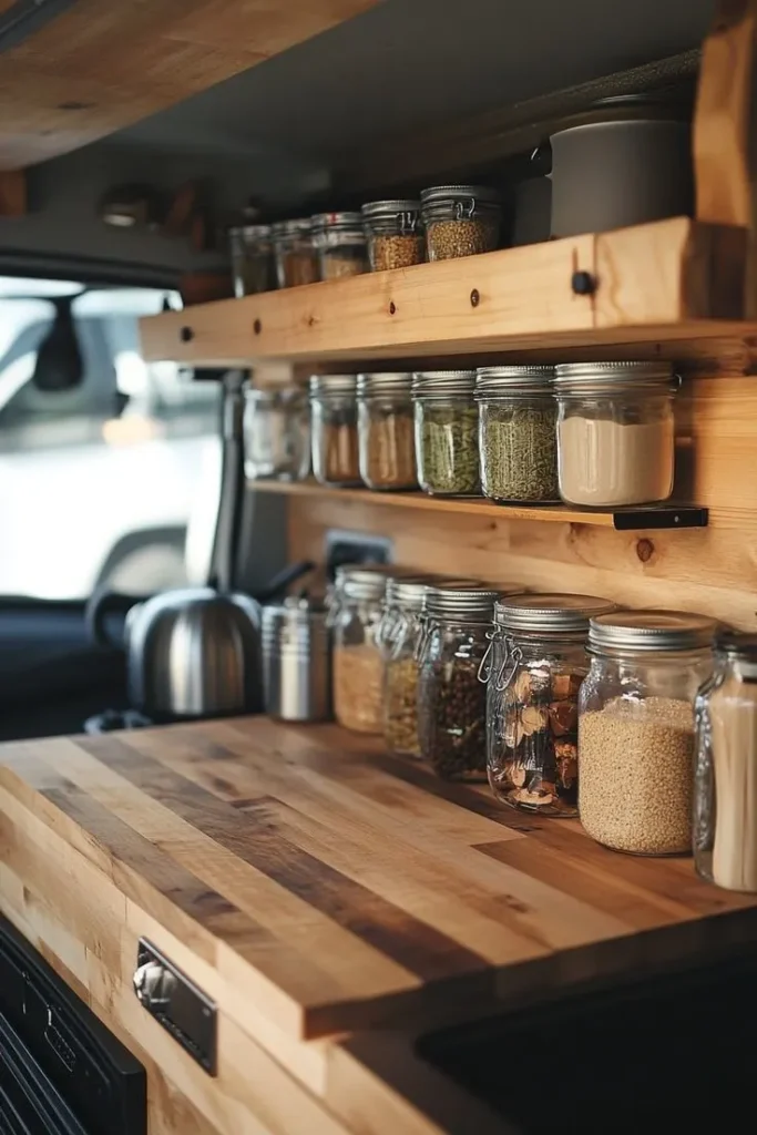 Mason Jar Kitchen Organization Station RV Camper