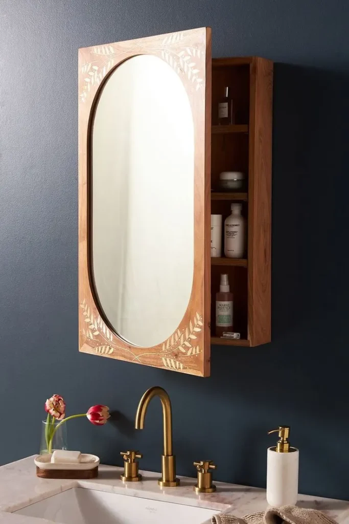 Hidden Medicine Cabinet Behind the Vanity Mirror