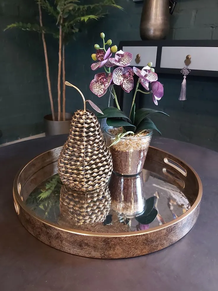 Mirrored  Tray as an end table decoration