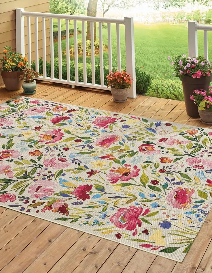 Spring Motif Outdoor Mat for the Front Porch