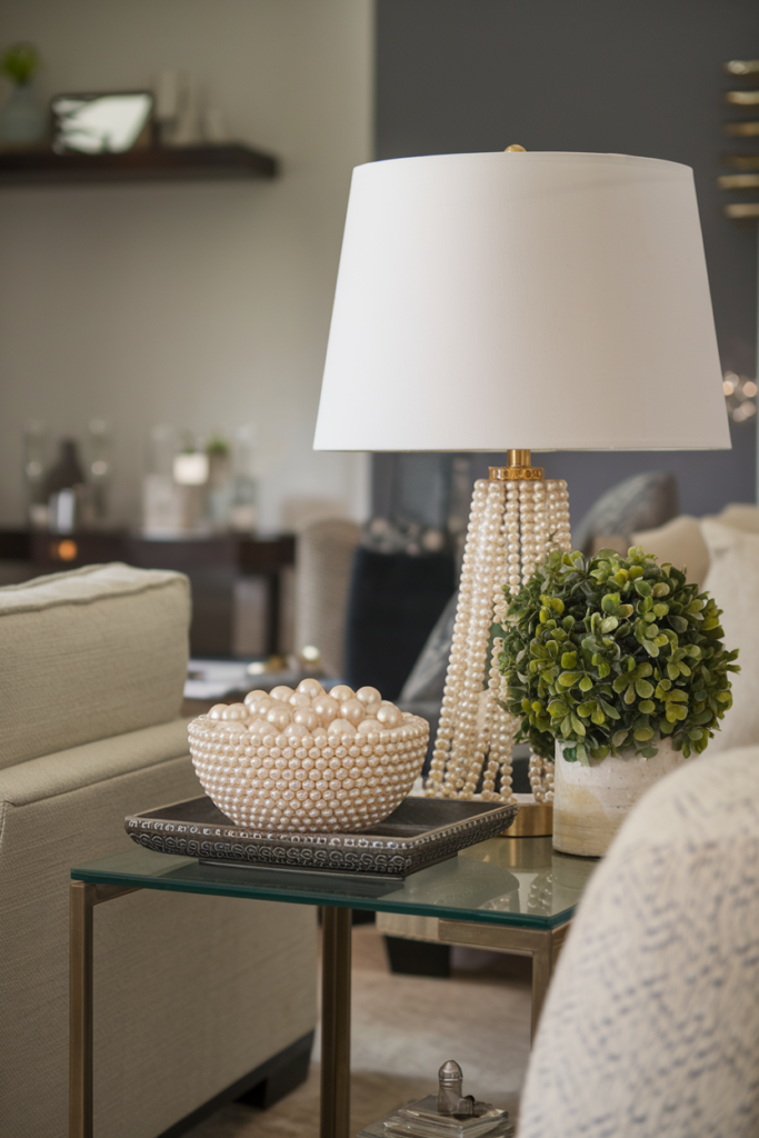 Decorative Pearl bowl on the end table