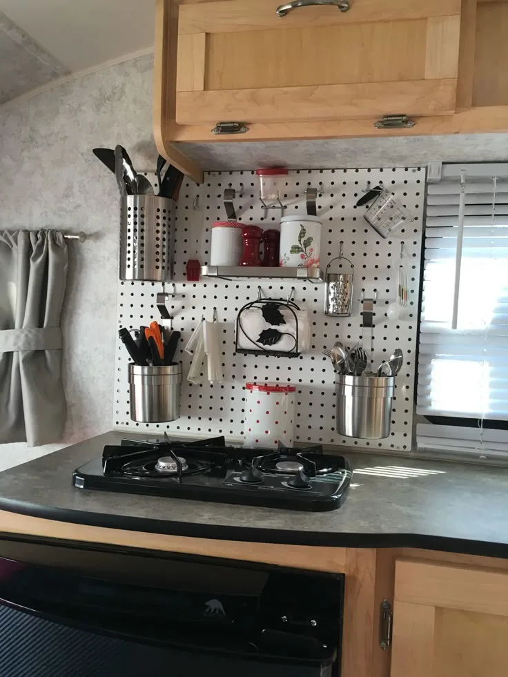 Pegboard Kitchen Organizer For RV Camper