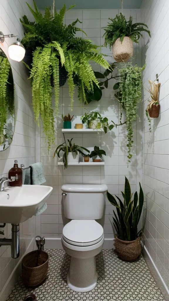 Above the Toilet Decorated with Floating Plants 