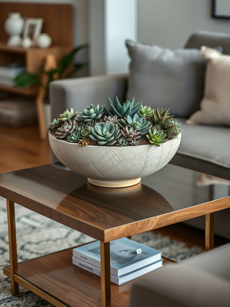 Succulent bowl on the end table