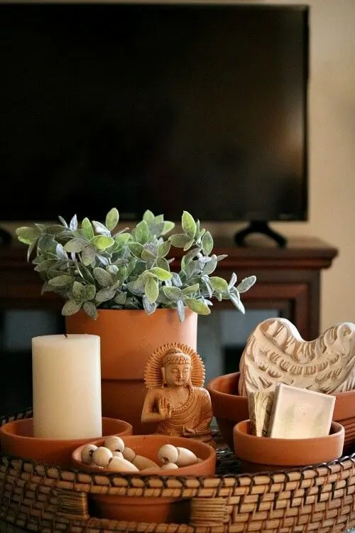 Terracotta Pot Decoration on the End Table