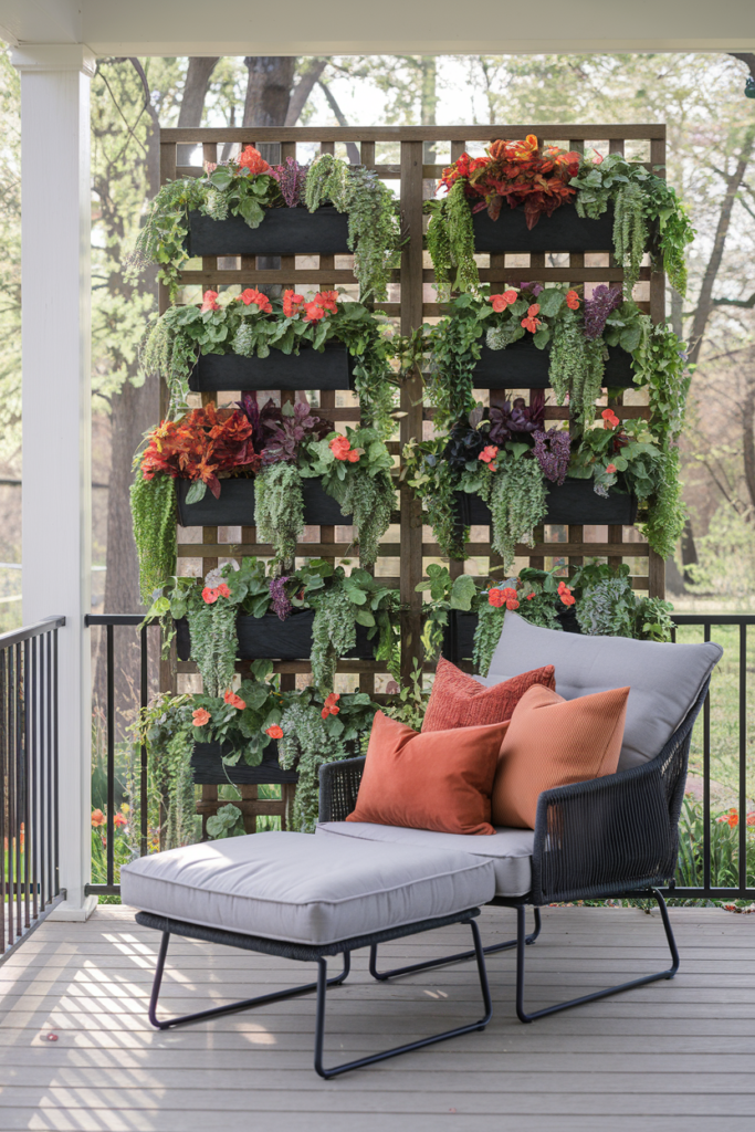 Vertical Spring Flower Garden in the Front Porch