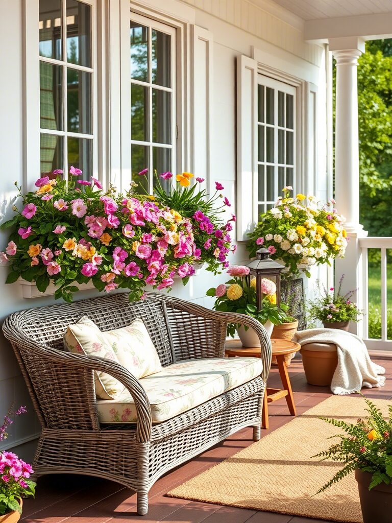 Flowering Window Boxes as Spring Porch Deco