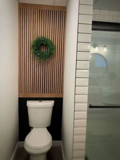 DIY Wood Paneling Decor Above the Toilet