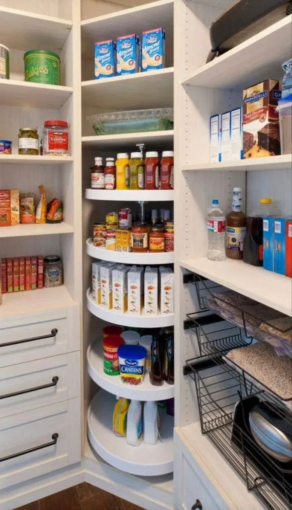 Walk in Pantry Corner Turn into a Storage area using a Lazy Susan