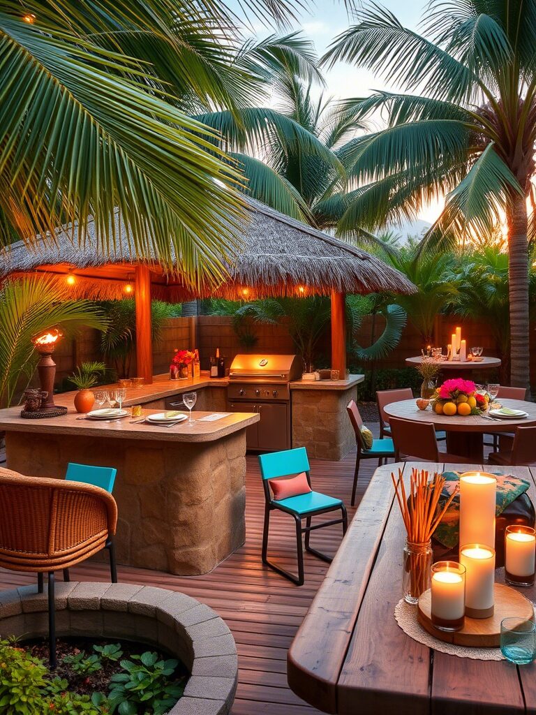 Tropical Tiki Bar Inspired Outdoor Kitchen